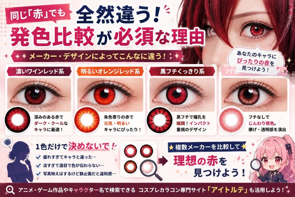 同じ「赤」でも全然違う｜メーカーごとの発色比較が必須な理由