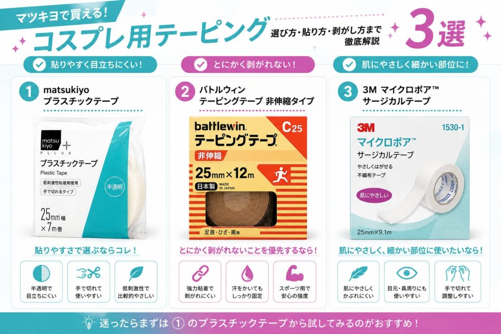 マツキヨで買えるコスプレ向けテーピングおすすめ3選