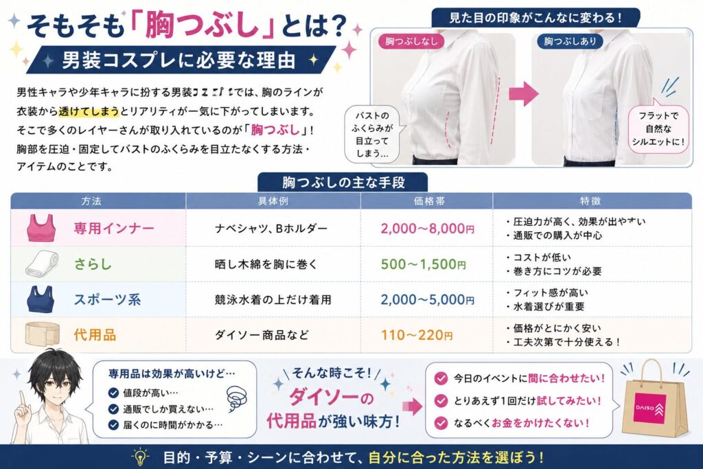 そもそも「胸つぶし」とは？男装コスプレに必要な理由