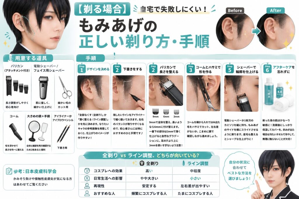 【剃る場合】もみあげの正しい剃り方・手順