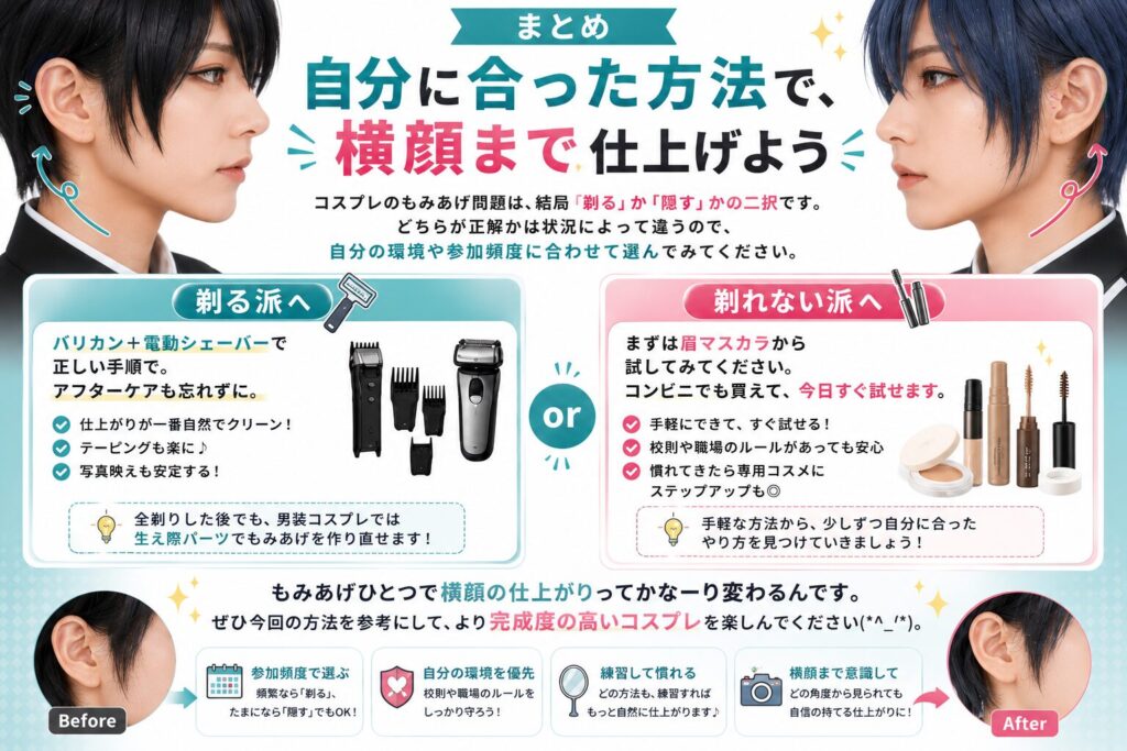 まとめ:自分に合った方法で、横顔まで仕上げよう