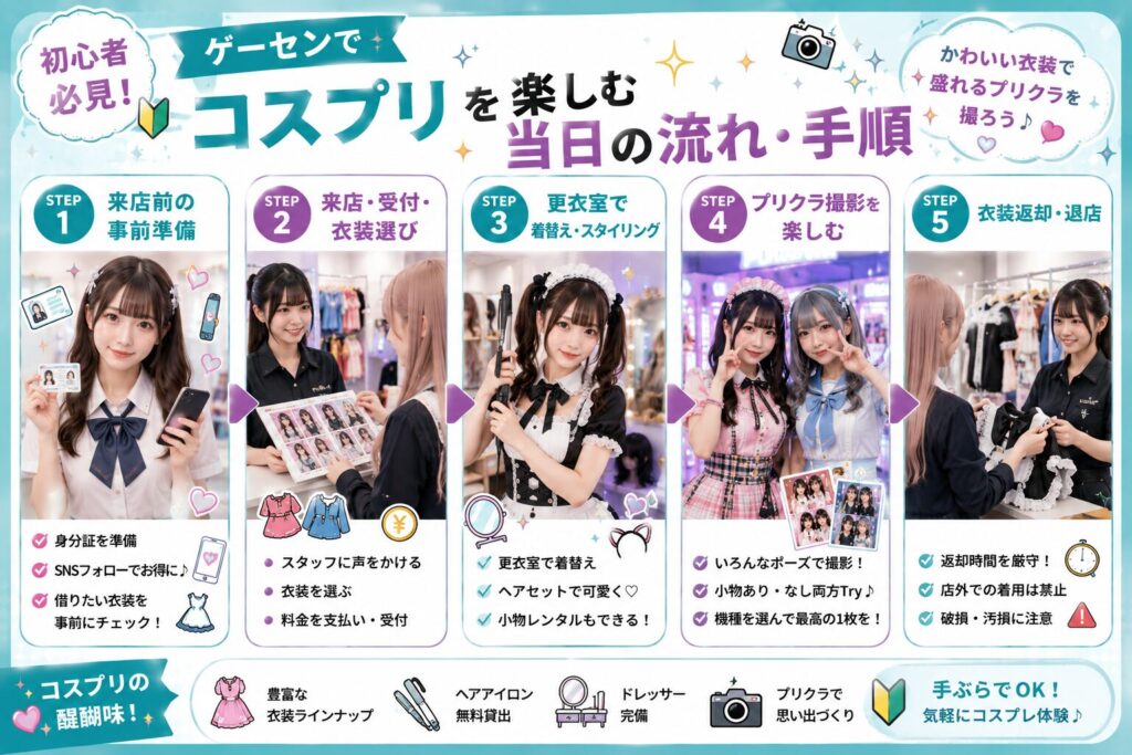 【初心者必見】ゲーセンでコスプリを楽しむ当日の流れ・手順