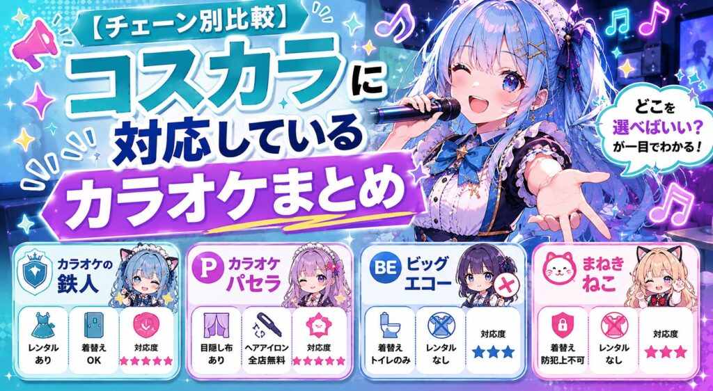 【チェーン別比較】コスカラに対応しているカラオケまとめ