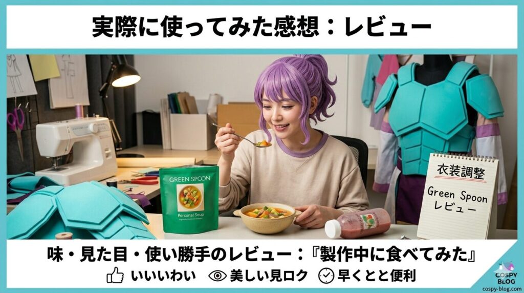 実際にGREEN SPOONを食べているシーン