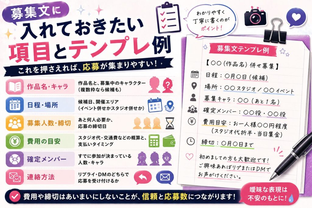 募集文に入れておきたい項目とテンプレ例