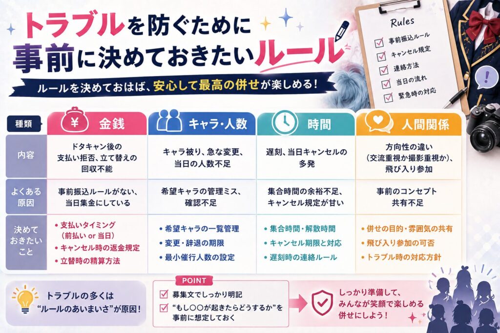 トラブルを防ぐために事前に決めておきたいルール